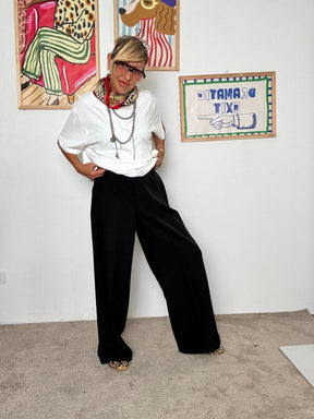 SUSY STAR - Pantaloni neri donna a gamba larga  eleganti, comodi e versatili nero STLS11698/ NERO SUSY STAR 