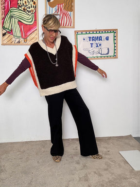 FEMALE - Gilet donna oversize a maglia  stile casual e trendy MORO L12M120/ MARRONE FEMALE 