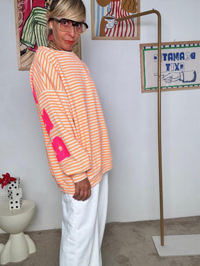 FEMALE - Felpa oversize donna a righe ARANCIO R7612-BALANCE/ RIGA ARANCIO FEMALE 