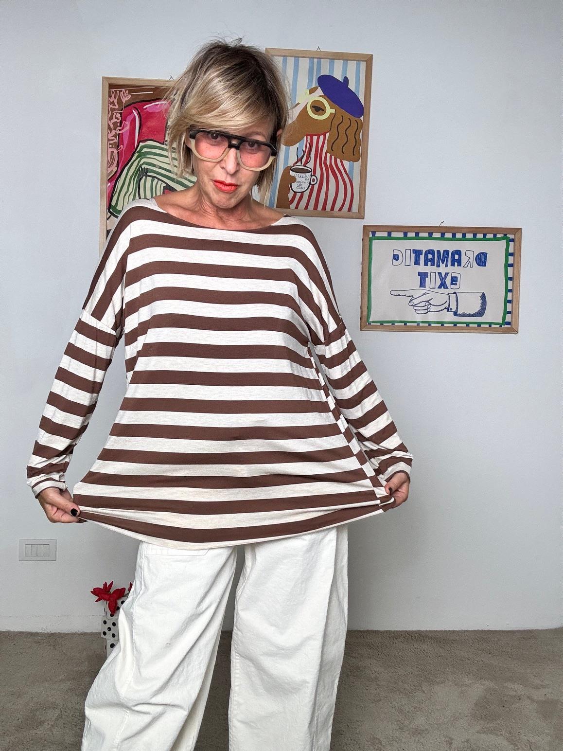 FEMALE - T-shirt Marinière Chic Marrone 1282TW/ MARRONE FEMALE 