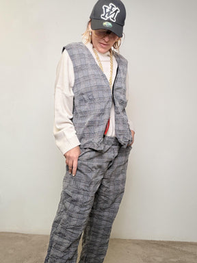 DEJA VU - PANTALONE CHECK STROPICCIATO  A25RH213/ GRIGIO DEJA VU 