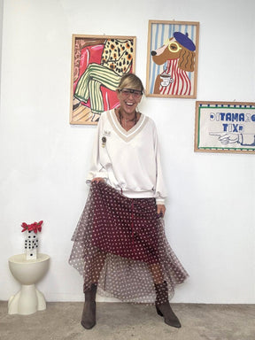 FEMALE - Gonna lunga in tulle a pois  Stile romantico e versatile vino A4291-W11/ VINO FEMALE 