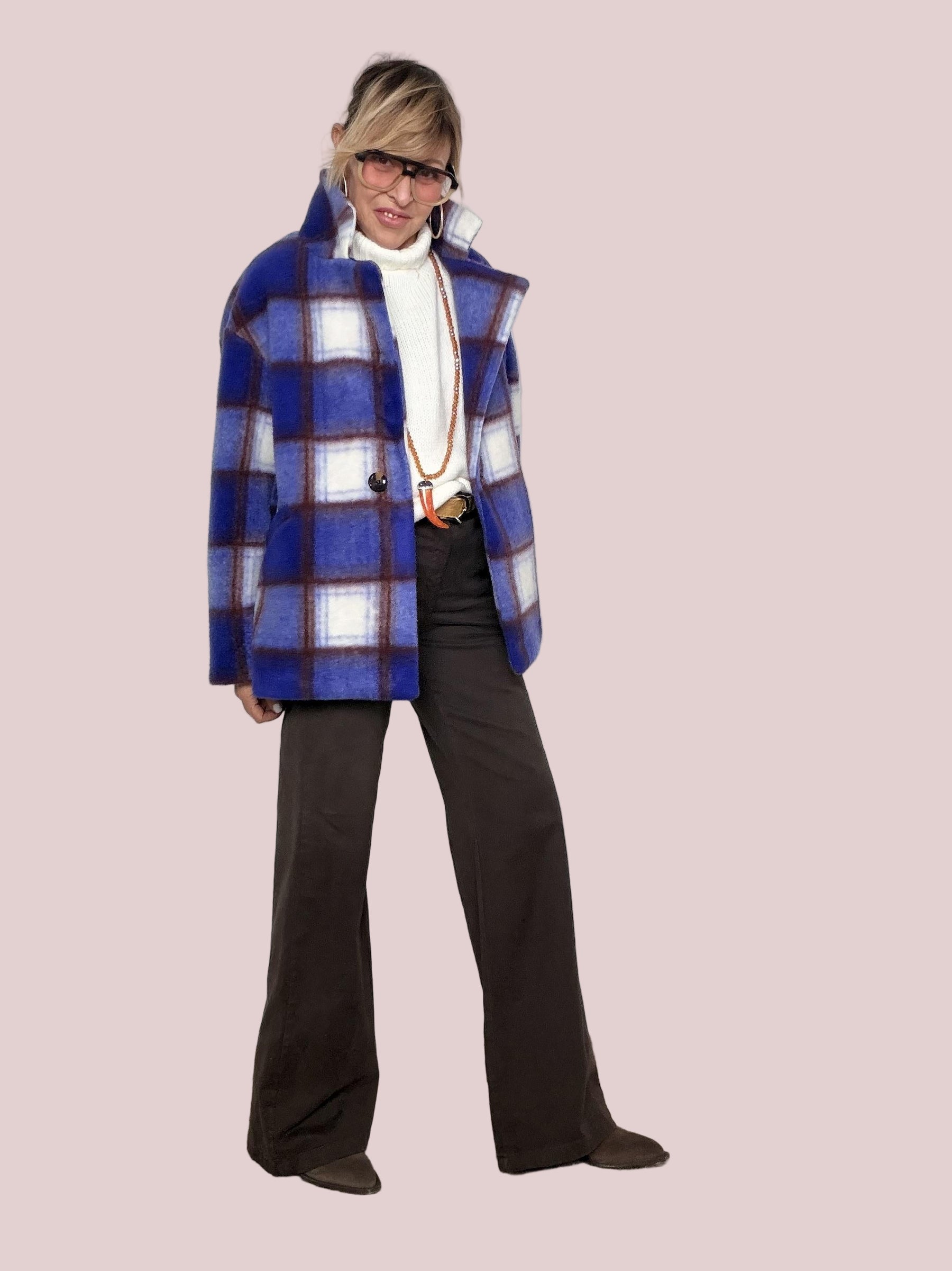 FEMALE - Cappotto Winter Check 9824/ VIOLA FANTA FEMALE 