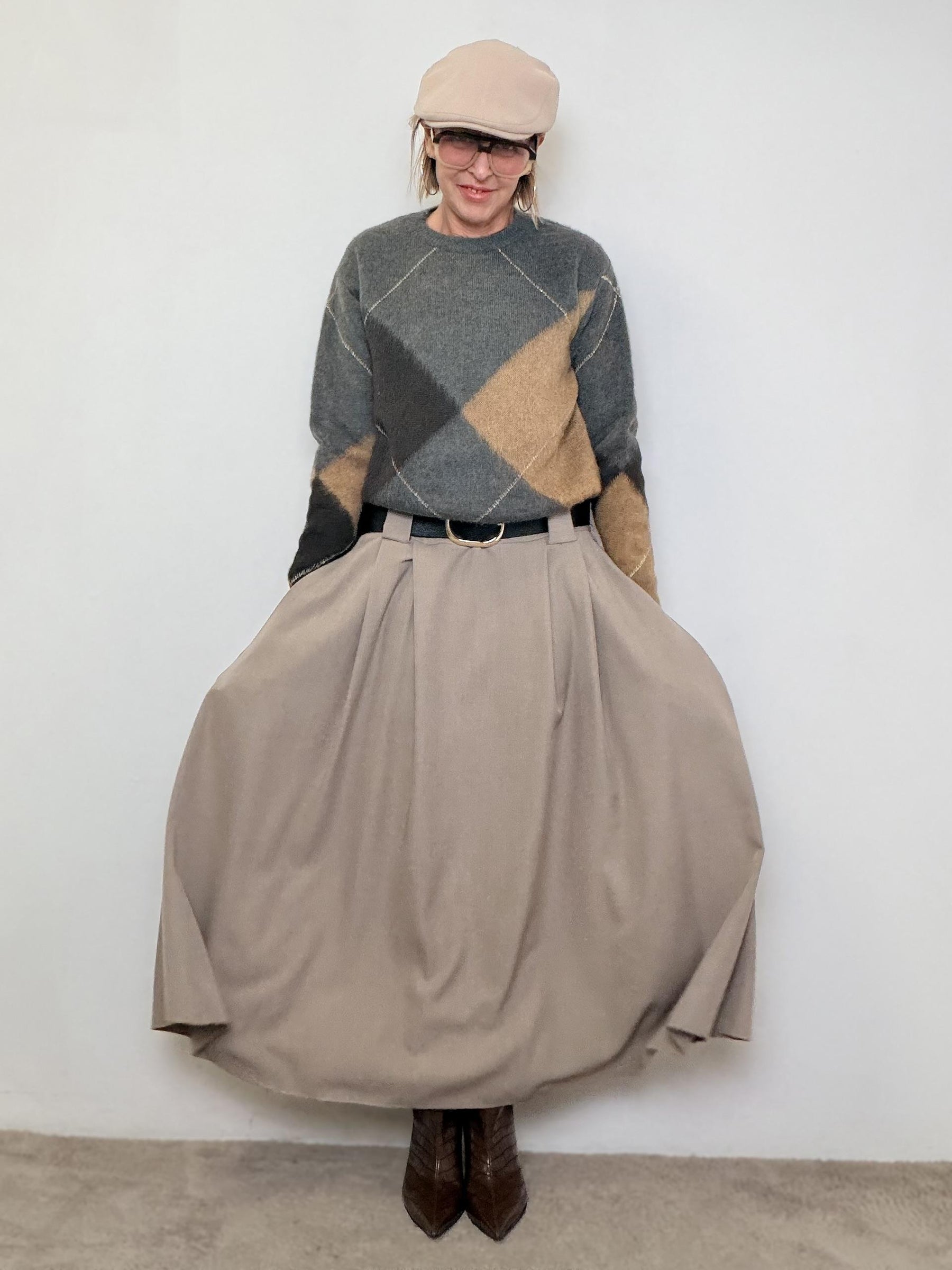 Gonna lunga beige a vita alta BS1696HLLS/ BEIGE FEMALE 