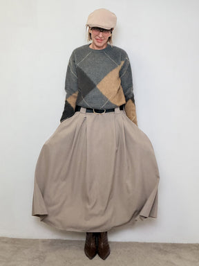 Gonna lunga beige a vita alta BS1696HLLS/ BEIGE FEMALE 