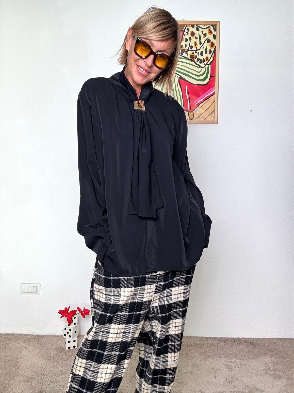 SUSY STAR - Camicia con Nodo Frontale nera STLS1037/ NERO SUSY STAR 