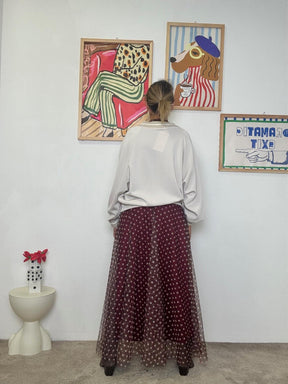 FEMALE - Gonna lunga in tulle a pois  Stile romantico e versatile vino A4291-W11/ VINO FEMALE 