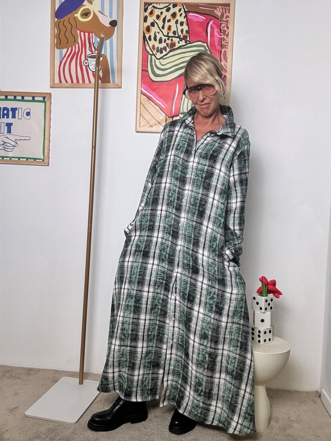 SUSY STAR - Abito Chemisier a Quadri  Spirito Grunge, Stile Contemporaneo VERDE ST88473CRO/ VERDE SUSY STAR 