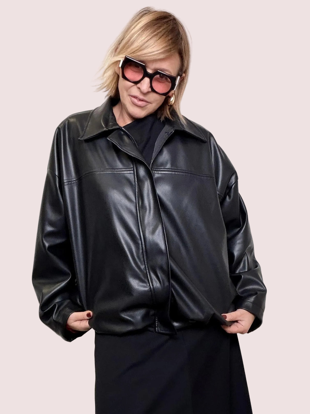 Bomber in ecopelle urban cool A25IS605 / NERO DEJA VU 