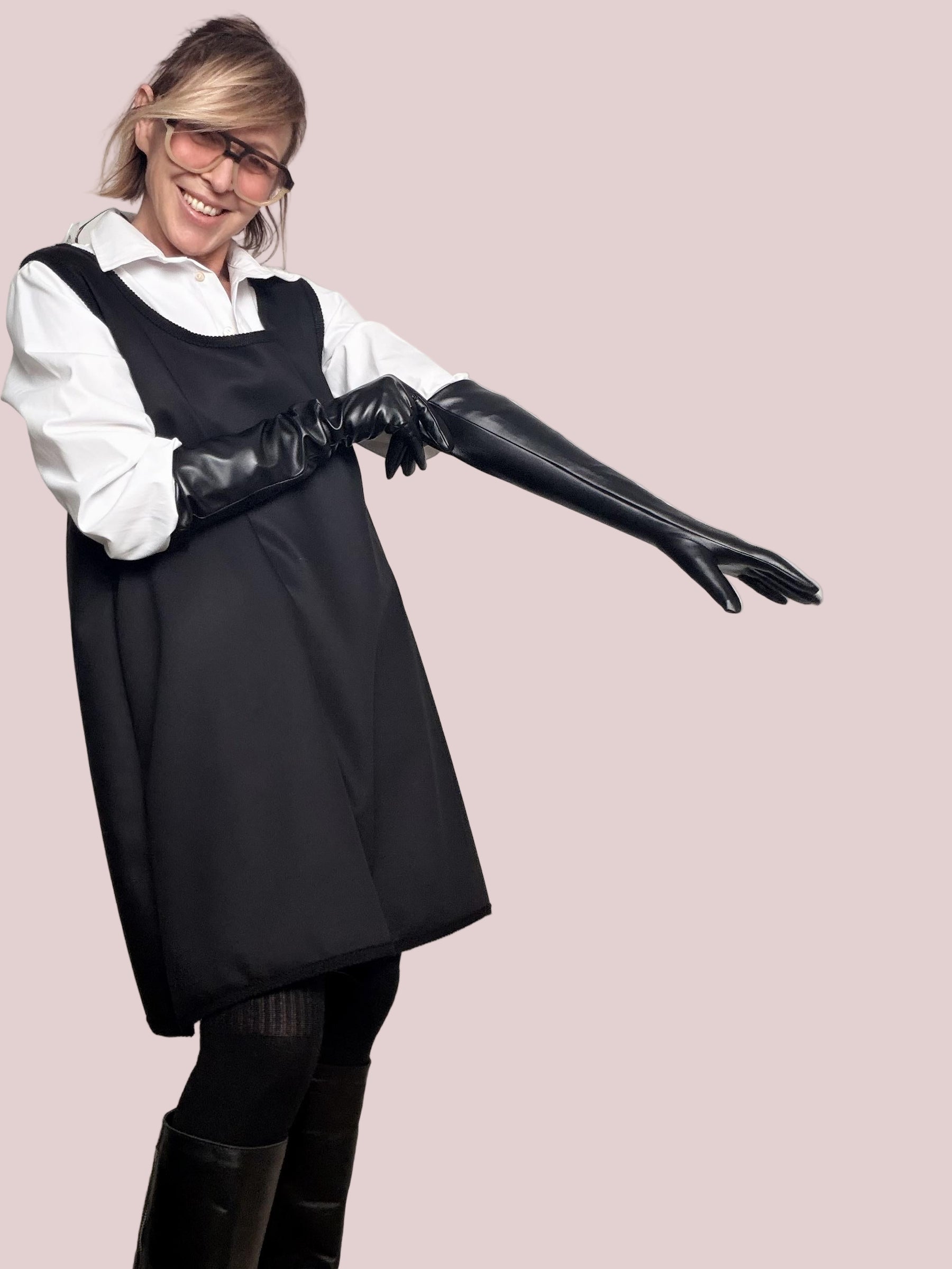 SOUVENIR - ABITO DOPPIO STRATO CON CAMICIA E GUANTI  LOOK ICONICO, ZERO SBATTI F38X1438/ NERO SOUVENIR 