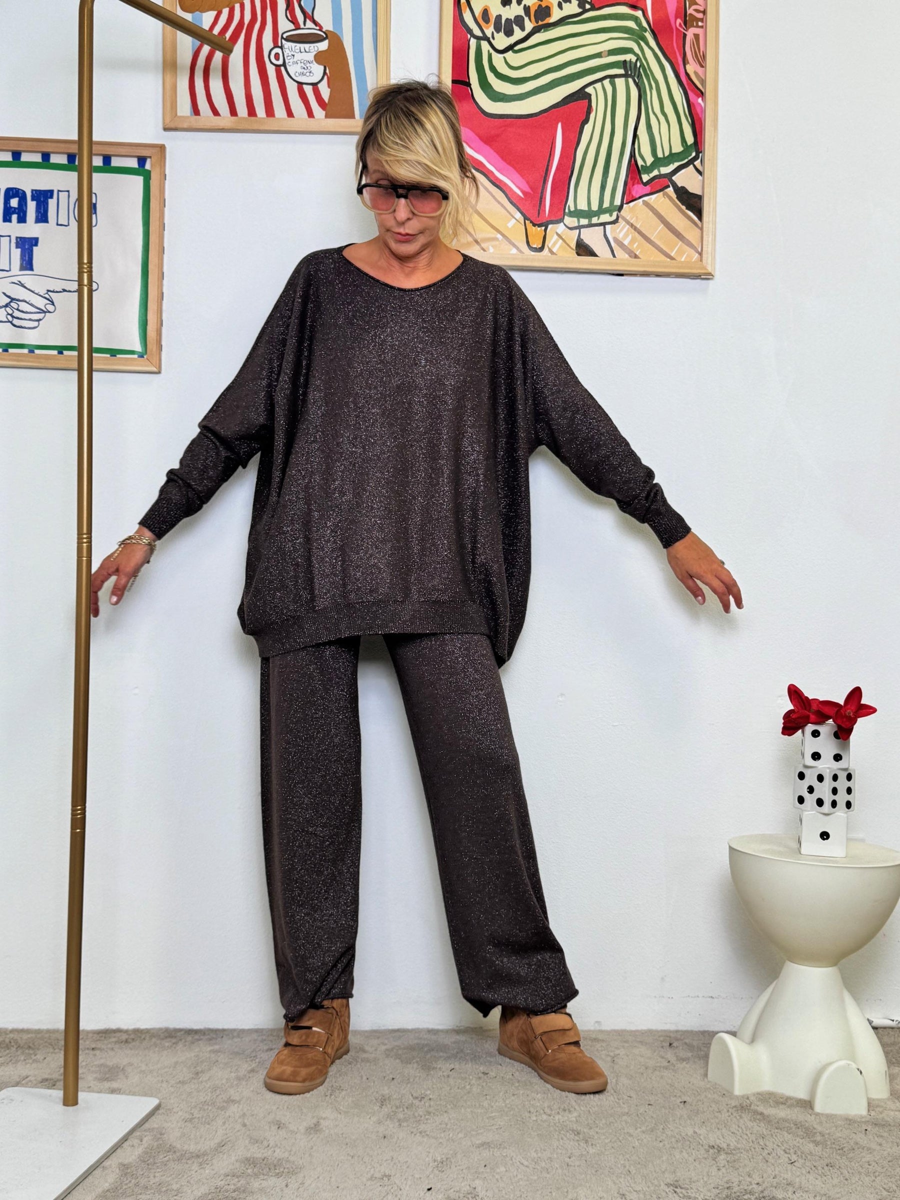 SUSY STAR - Maglia Oversize in Maglia Lurex  Soft & Sparkly MORO<BR/><BR/>Brilla con discrezione. ST22047LX/ MORO SUSY STAR 