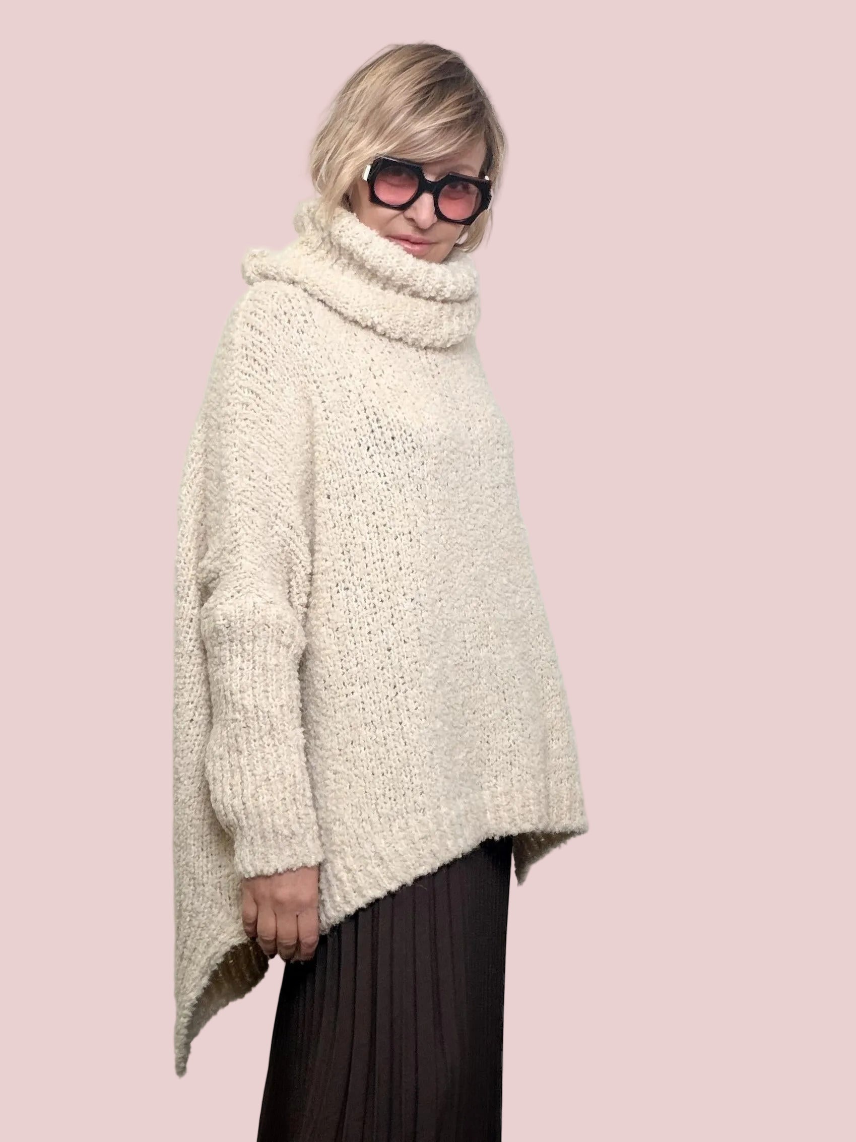 FEMALE - MAXI MAGLIA NUVOLETTA SOFT  il pullover che ti avvolge con leggerezza 9633/ PANNA FEMALE 