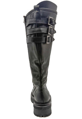 Stivale Alto in Pelle Nera con Dettagli Punk 4513FB/ NERO DIVINE FOLLIE 