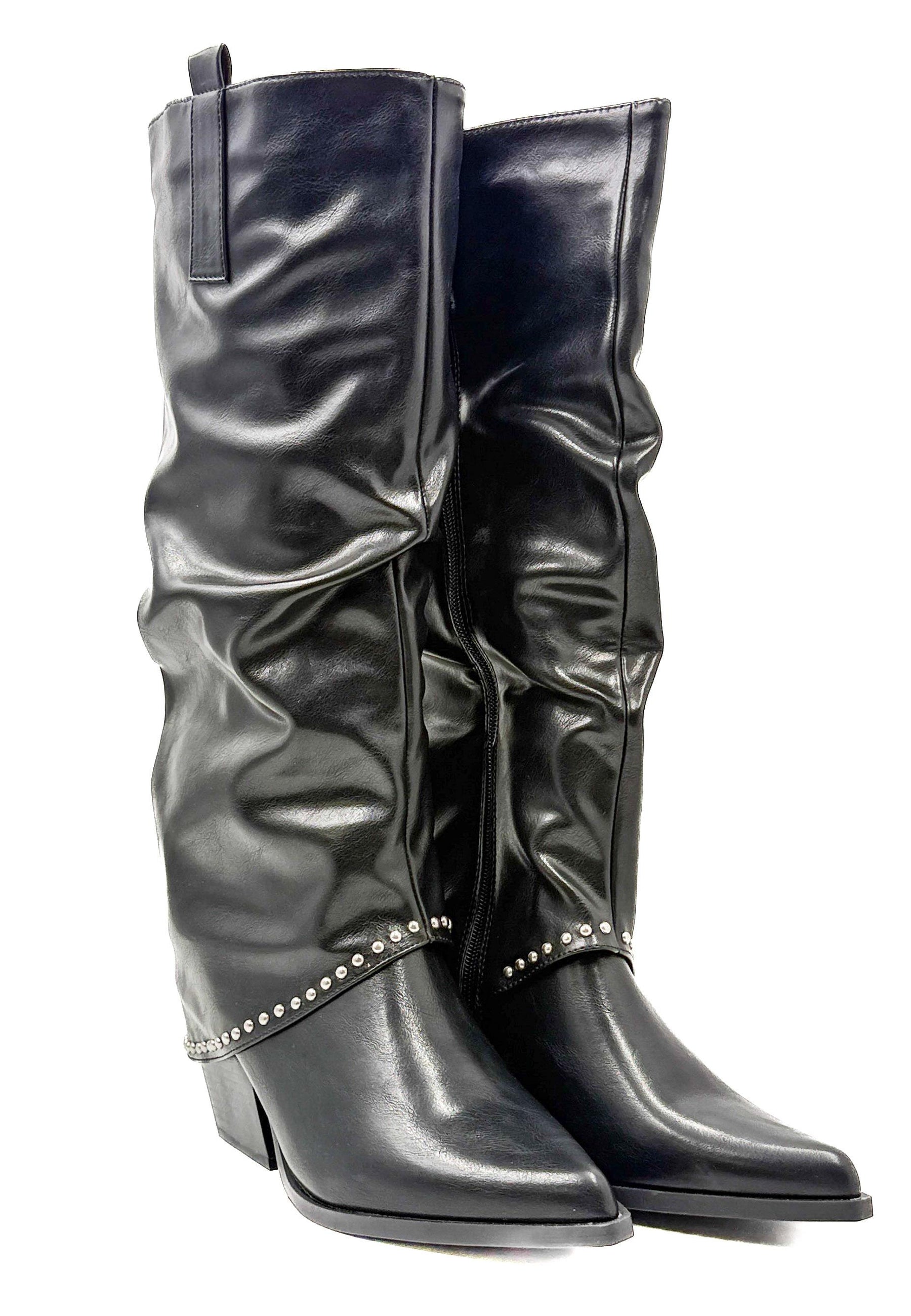 STIVALE TEXANO NERO CON BORCHIE 181204/ NERO FEMALE 