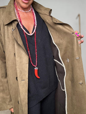 FEMALE - Trench lungo con cintura  licona senza tempo rivisitata in chiave urban-chic VH078/ VERDE FEMALE 