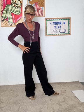 FEMALE_ Pantalone in Punto Milano Nero  Comfort Elegante per Ogni Giorno FL7371LMB/ NERO FEMALE 