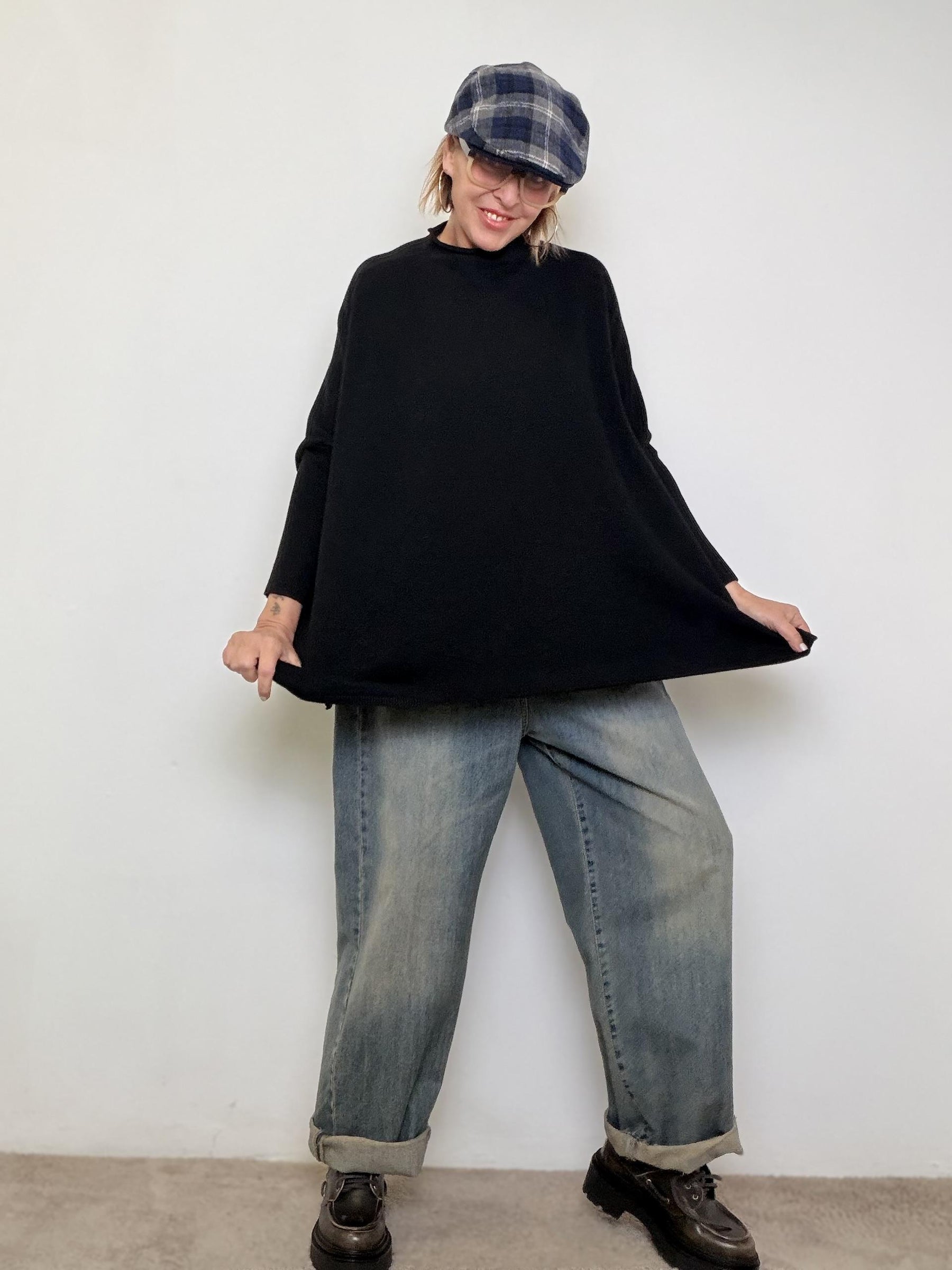 SOUVENIR - MAGLIA OVERSOFT NERO V38A1000/ NERO SOUVENIR 