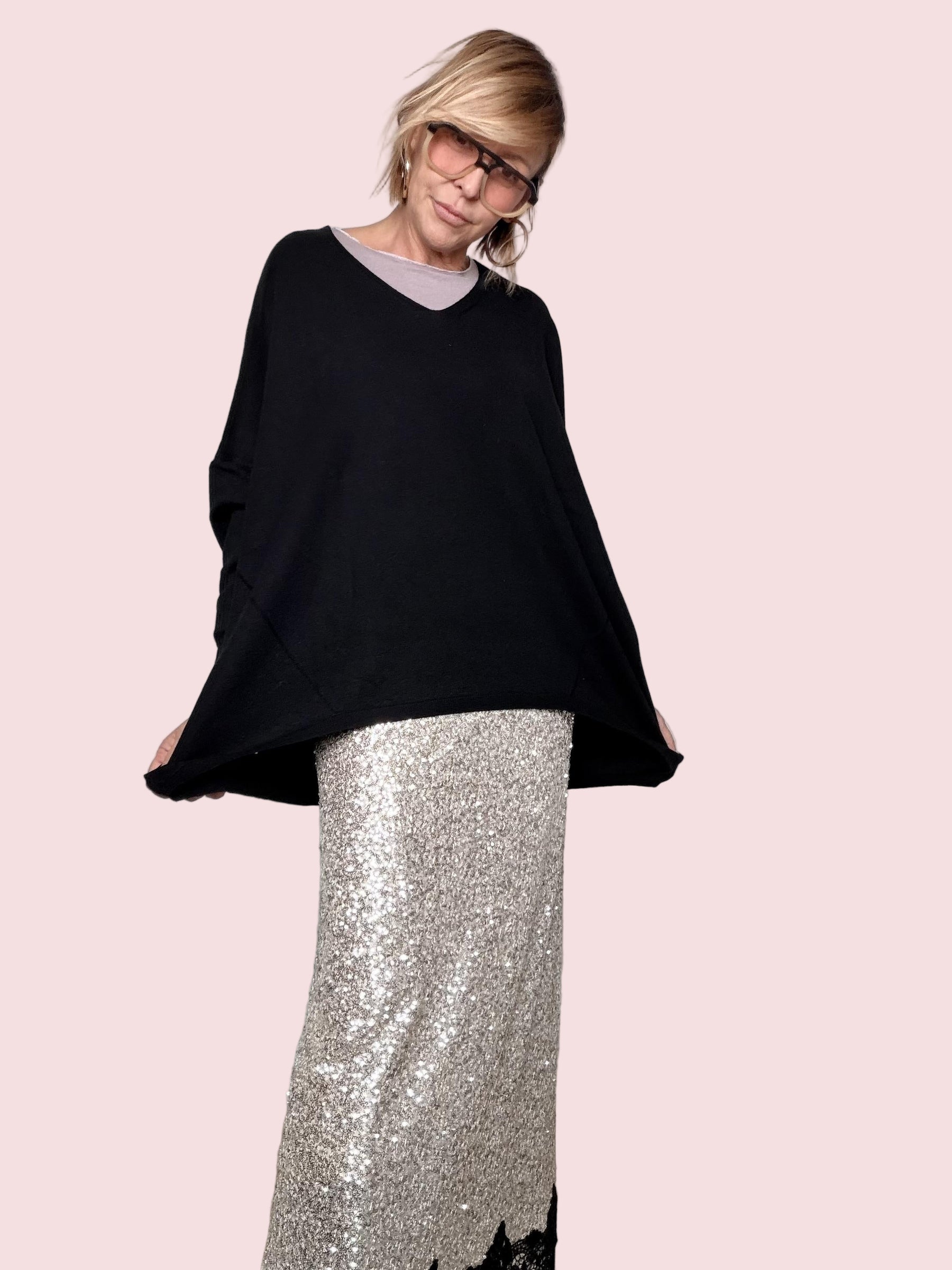 DEJA VU- Maglia donna  oversize e trendy NERO A25IL404/ NERO DEJA VU 