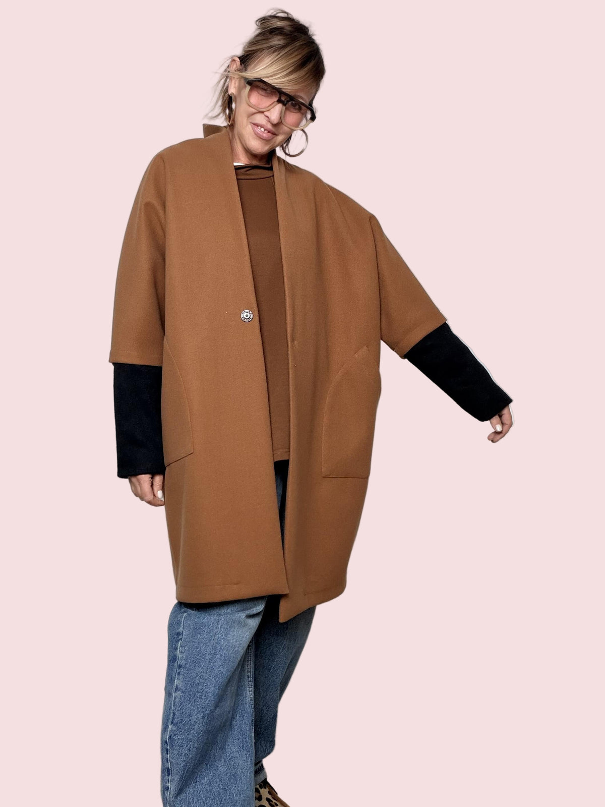 DEJA VU -  CAPPOTTO OVERSIZE MONOBOTTONE CAMMELLO A25RH610/ CAMMELLO DEJA VU 