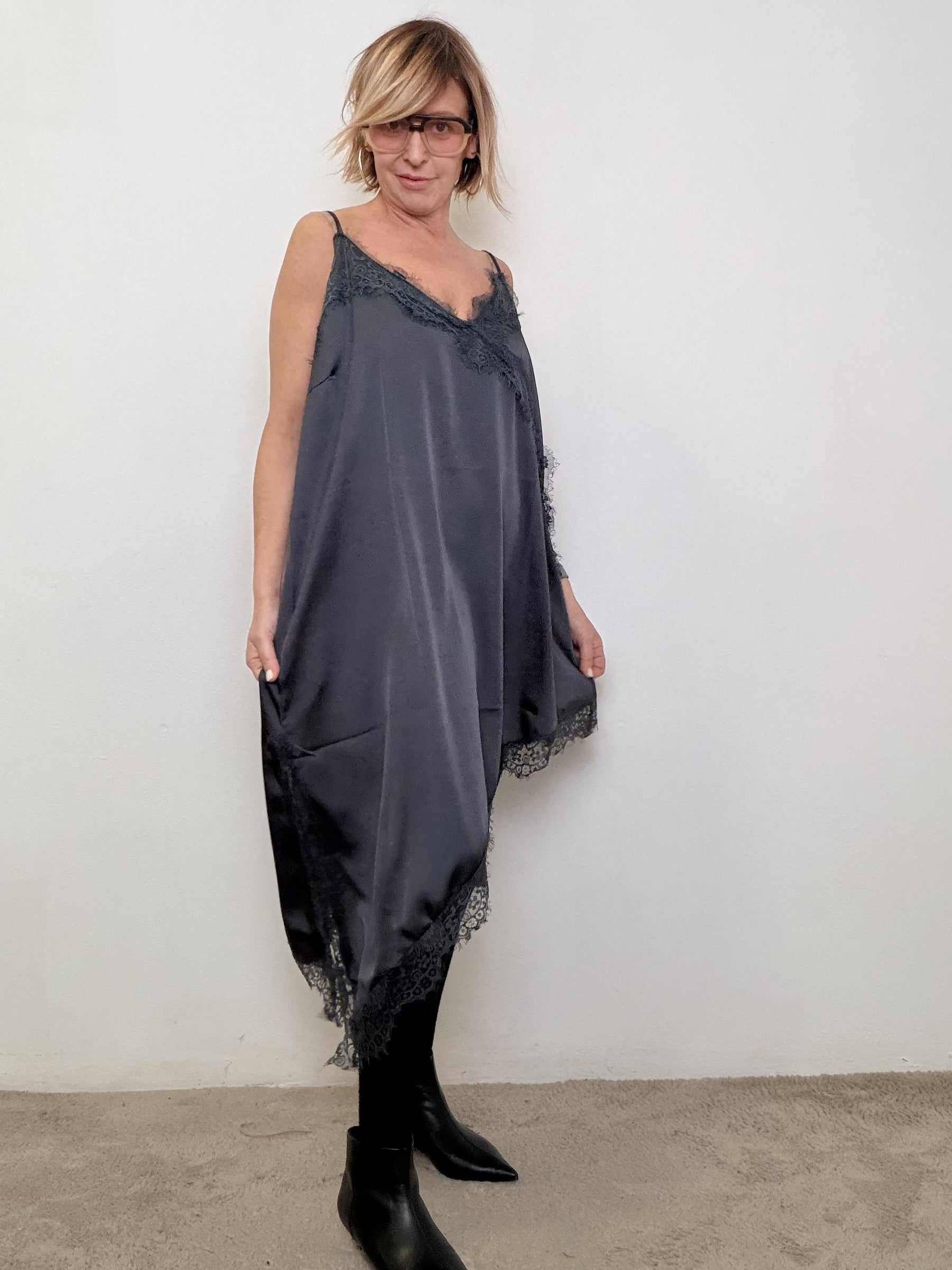 SUSY STAR - ABITO SLIP DRESS ROCK LACE ST251093/ GRIGIO SUSY STAR 