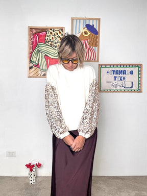 FEMALE - MAGLIA SPARKLE SLEEVES ZM37030/ BURRO FEMALE 