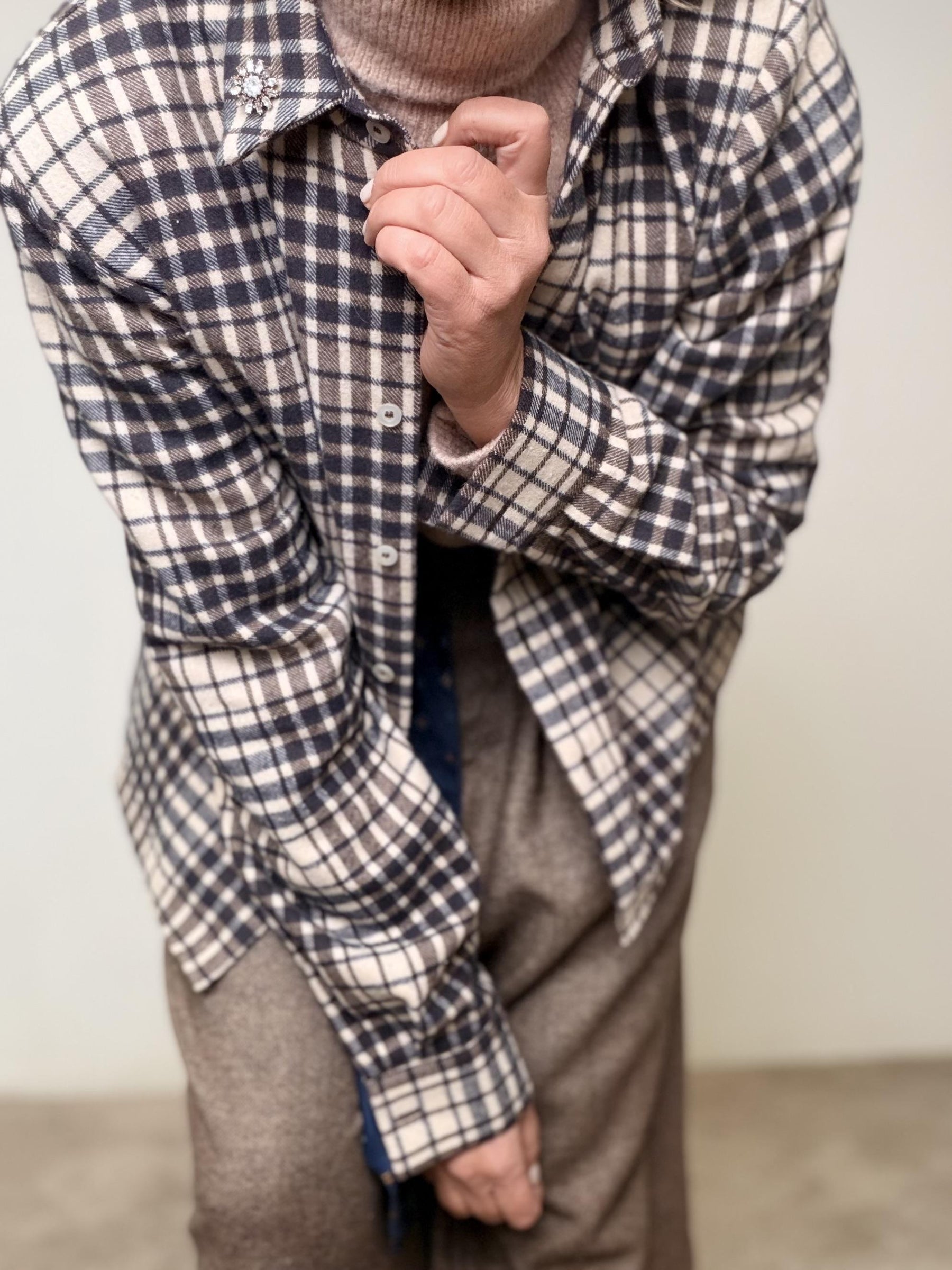 PHILIA LOFT - CAMICIA CON SPALLINE CHECK A01N0916/ BEIGE/MORO PHILIA LOFT 