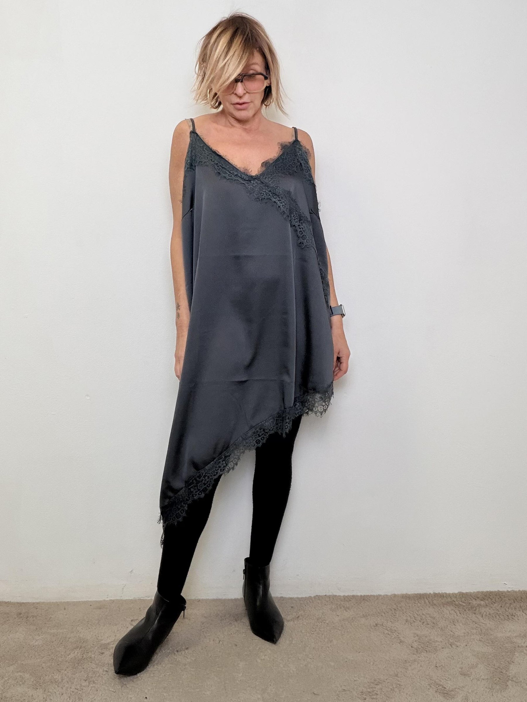 SUSY STAR - ABITO SLIP DRESS ROCK LACE ST251093/ GRIGIO SUSY STAR 