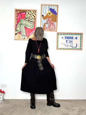 DEJA VU - Abito over in bengalina  con pieghe  Minimal chic con tanto carattere A25SG706/ NERO DEJA VU 