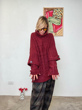 SUSY STAR - MAGLIA CON MANICOTTI VINO ST3WM221 VINO SUSY STAR 