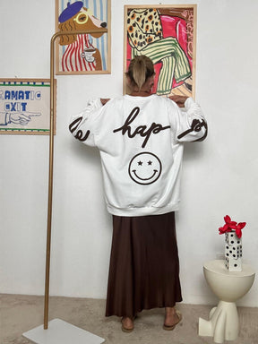 FEMALE - Felpa Oversize "Happy Mood"  Comfort con Personalità! PANNA R51109/ PANNA FEMALE 