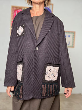 SUSY STAR - Giacca Cappottino Boho Chic STSS3085/ MORO SUSY STAR 