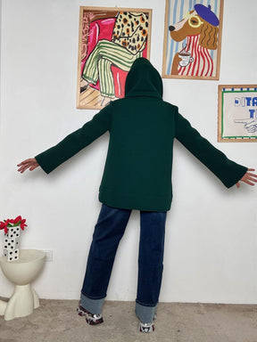 DEJA VU - Giacca donna in neoprene con collo ampio  stile urban chic verde A25UN607/ VERDE DEJA VU 