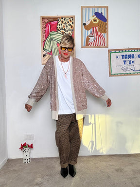 DEJA VU - Cardigan luminoso con paillettes scintillanti ORO A25DL609/ ORO DEJA VU 