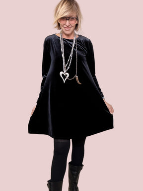 FEMALE -ABITO IN VELLUTO MORBIDO  ELEGANZA COZY, LINEA A OVETTO 1818HGR+P/ NERO FEMALE 