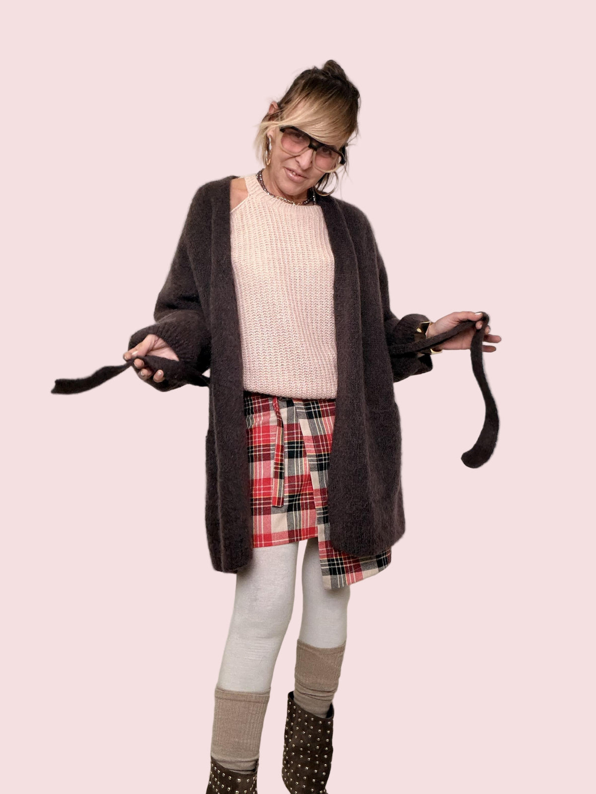 PHILIA LOFT - CARDIGAN MOHAIR CLOUD MORO C01L0707/ CIOCCOLATO PHILIA LOFT 