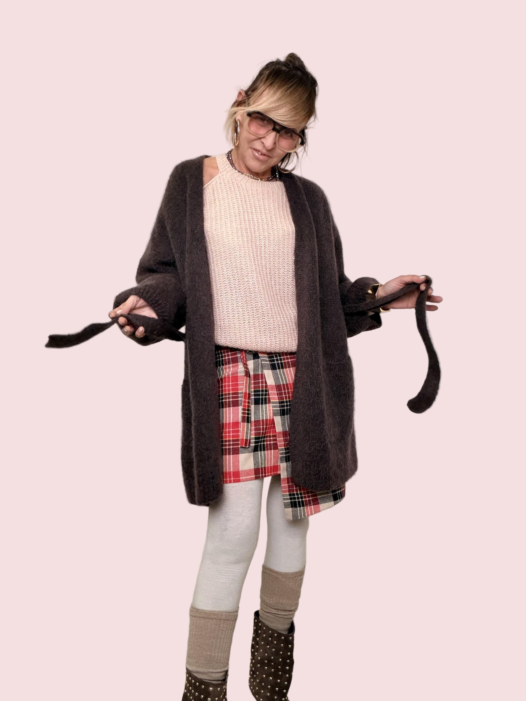 PHILIA LOFT - CARDIGAN MOHAIR CLOUD MORO C01L0707/ CIOCCOLATO PHILIA LOFT 