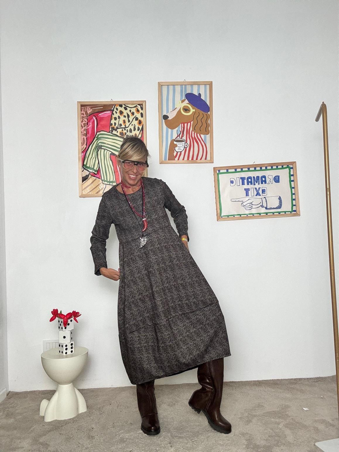 FEMALE - Abito a ovetto  comfort, stile e silhouette contemporanea 36190ZZTH/ CHECK MARRONE FEMALE 