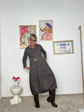 FEMALE - Abito a ovetto  comfort, stile e silhouette contemporanea 36190ZZTH/ CHECK MARRONE FEMALE 