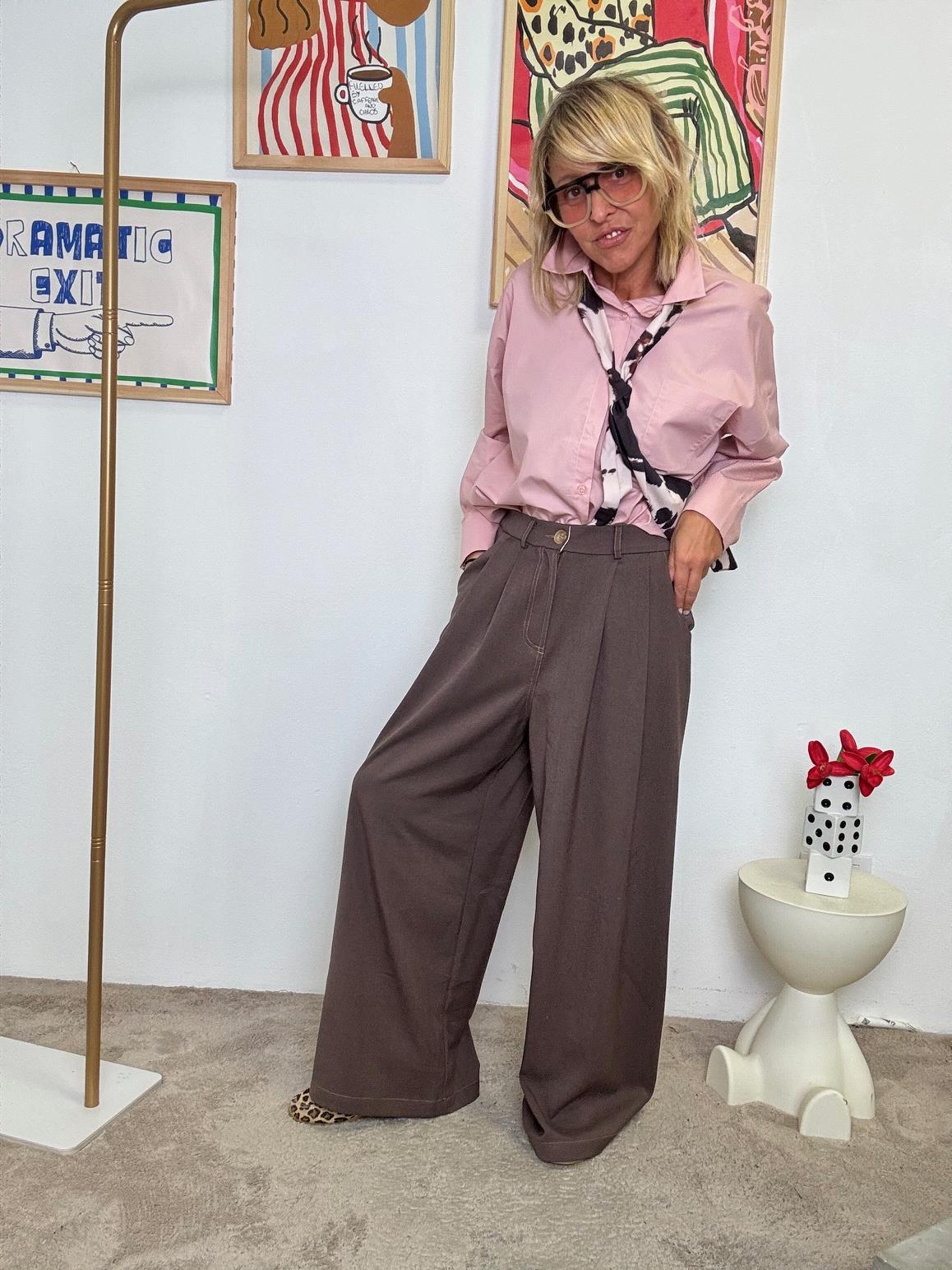 FEMALE - PANTALONE PALAZZO CAMMELLO WM2564/ MORO FEMALE 