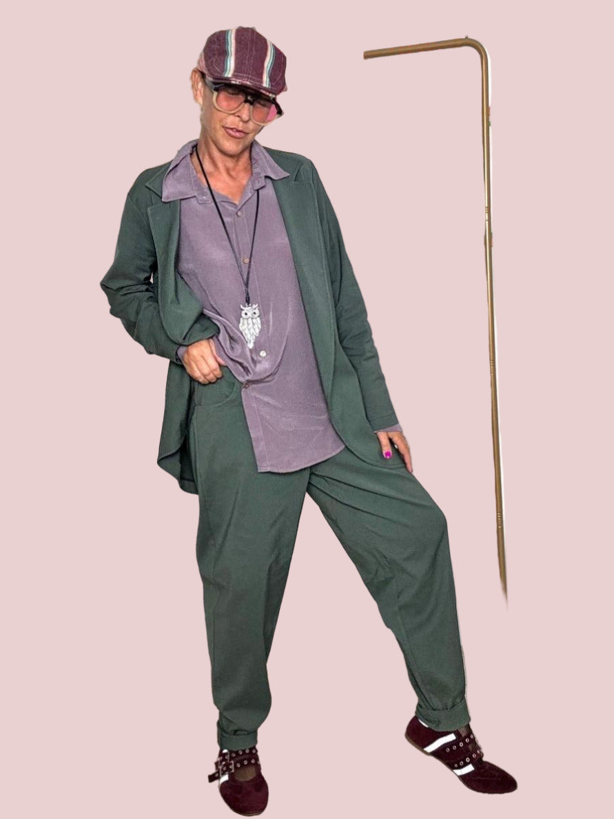 DEJA VU -  Giacca in bengalina  eleganza pratica e stile contemporaneo VERDE A25UN605/ VERDE DEJA VU 