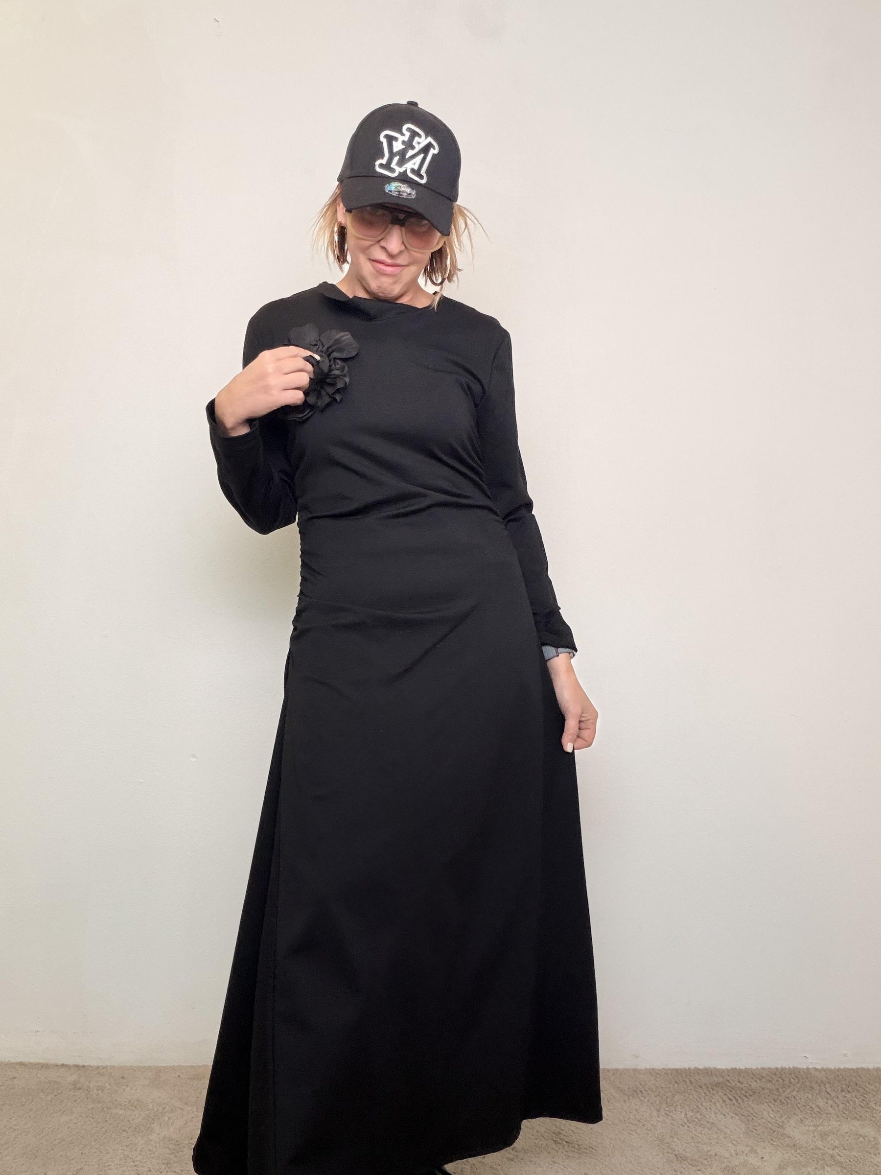 FEMALE - ABITO LUNGO NERO 39261LMB+H/ NERO FEMALE 