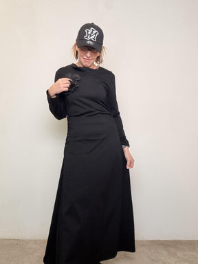 FEMALE - ABITO LUNGO NERO 39261LMB+H/ NERO FEMALE 