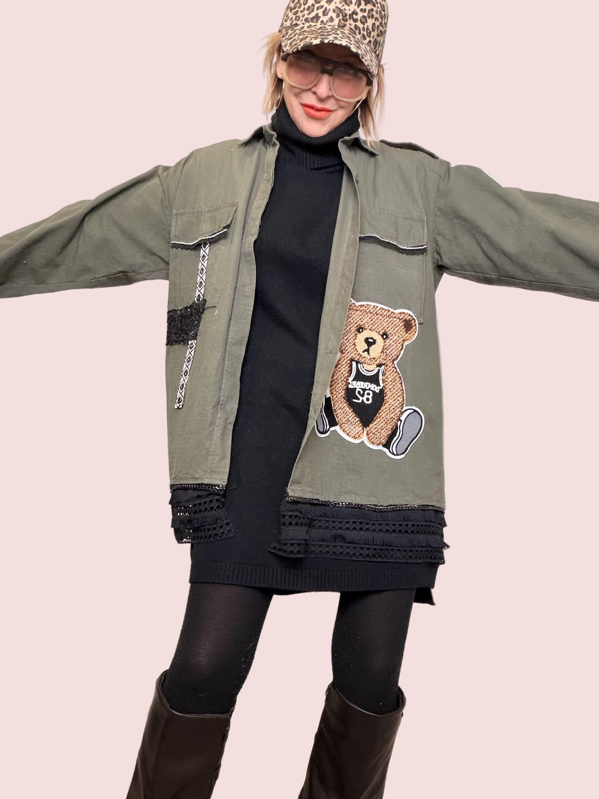 FEMALE - Giacca Teddy Lace  Military chic con ironia U7N2/ VERDE MILITARE FEMALE 