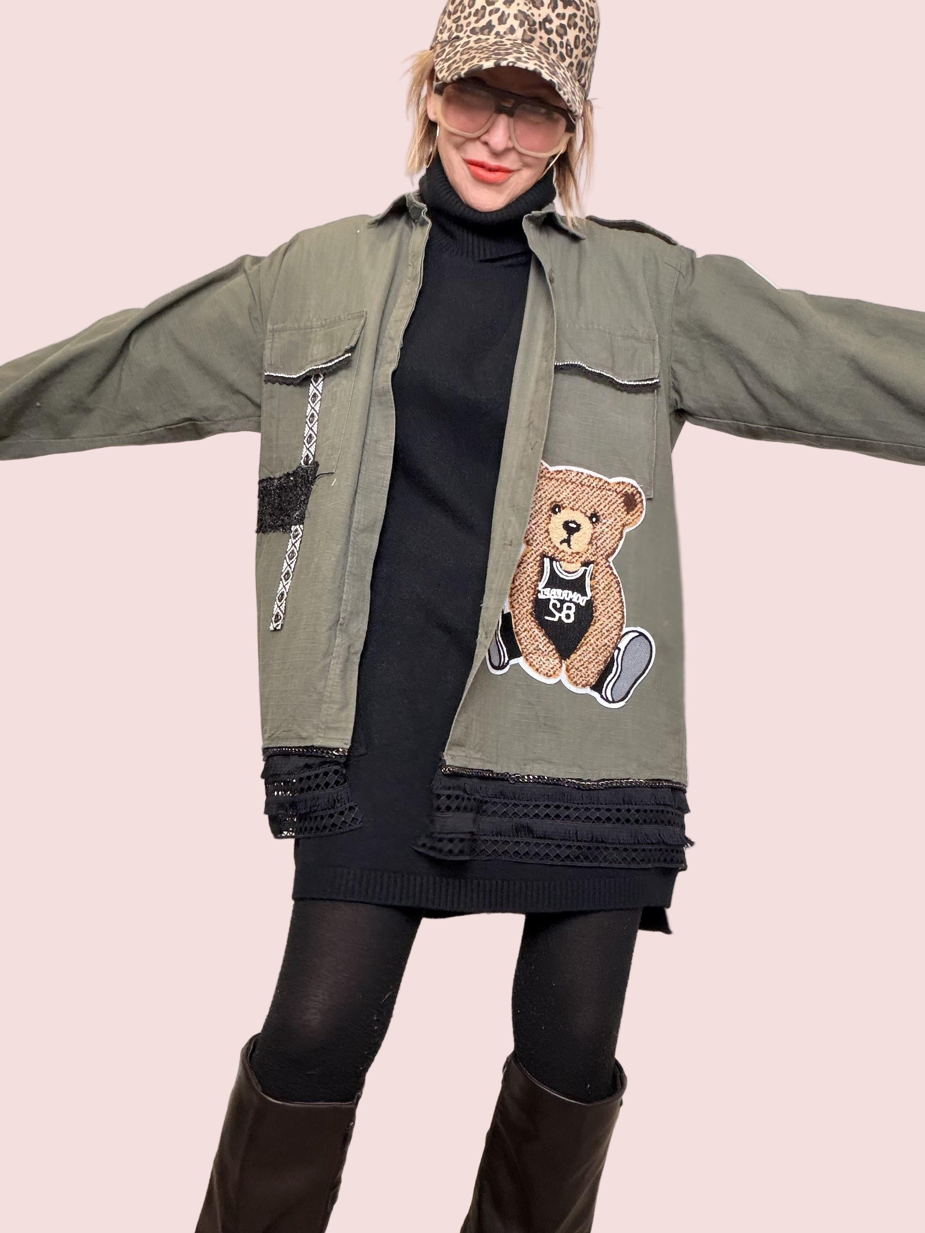 FEMALE - Giacca Teddy Lace  Military chic con ironia U7N2/ VERDE MILITARE FEMALE 