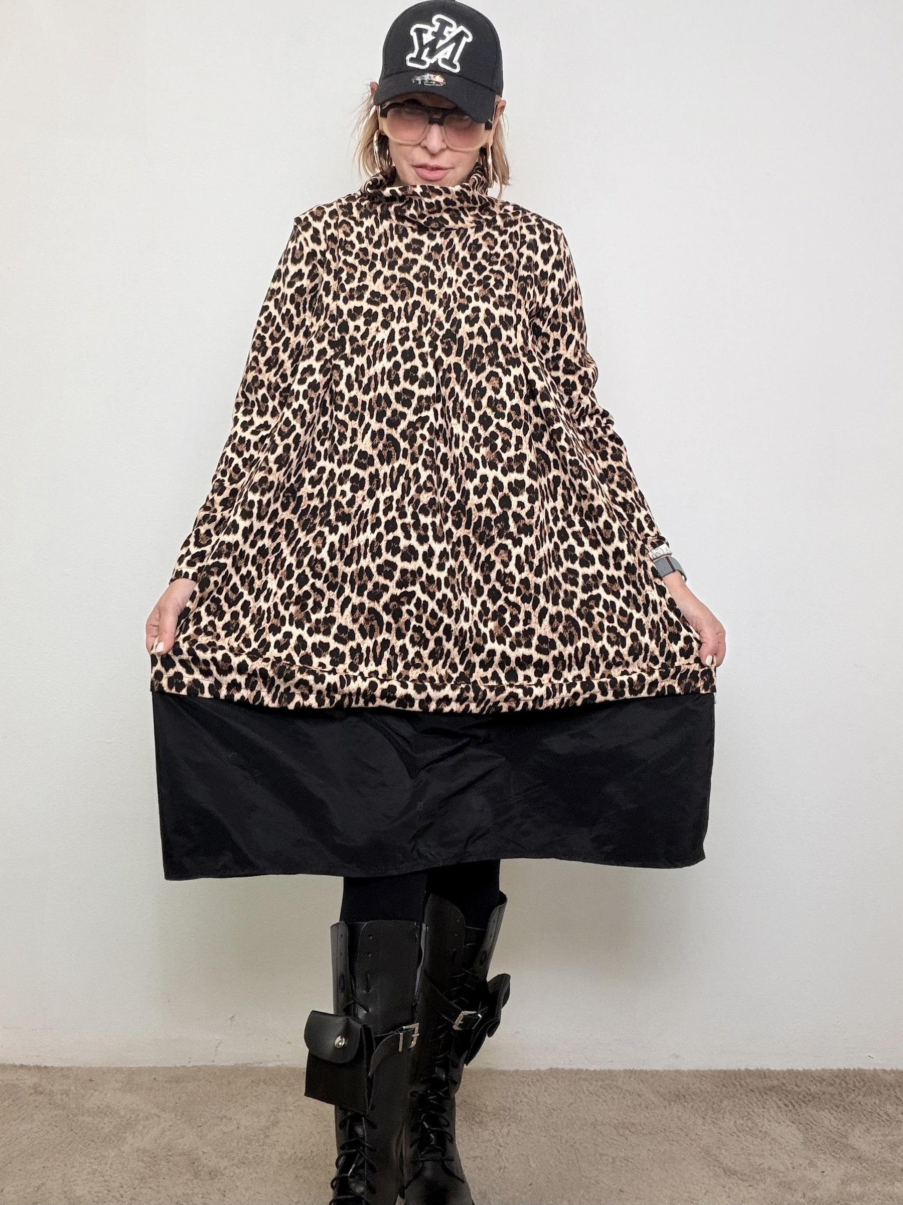 FEMALE - ABITO ANIMALIER CON DOPPIA BALZA TAFTA 39262ZGYSC/ LEOPARDATO FEMALE 