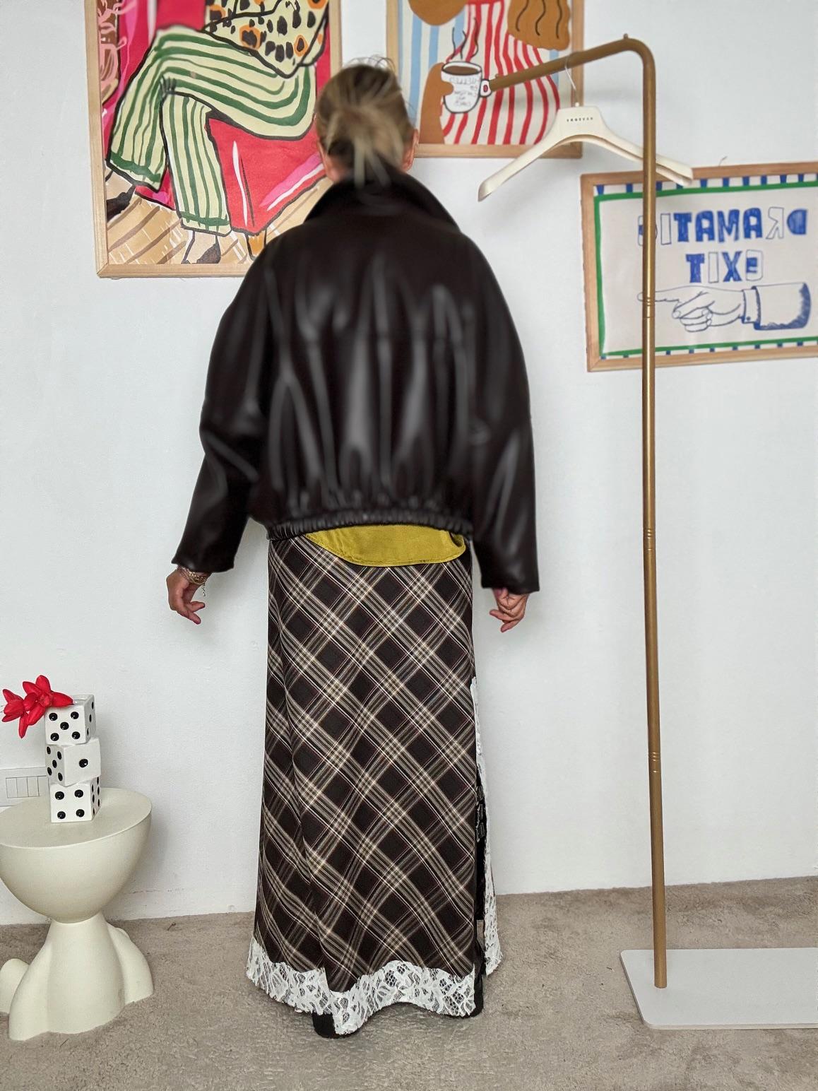 HAVE ONE - Bomber oversize in ecopelle MORO  Stile urban chic JVS-P039/ MORO HAVE ONE 