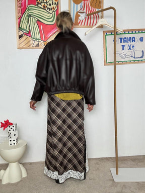 HAVE ONE - Bomber oversize in ecopelle MORO  Stile urban chic JVS-P039/ MORO HAVE ONE 