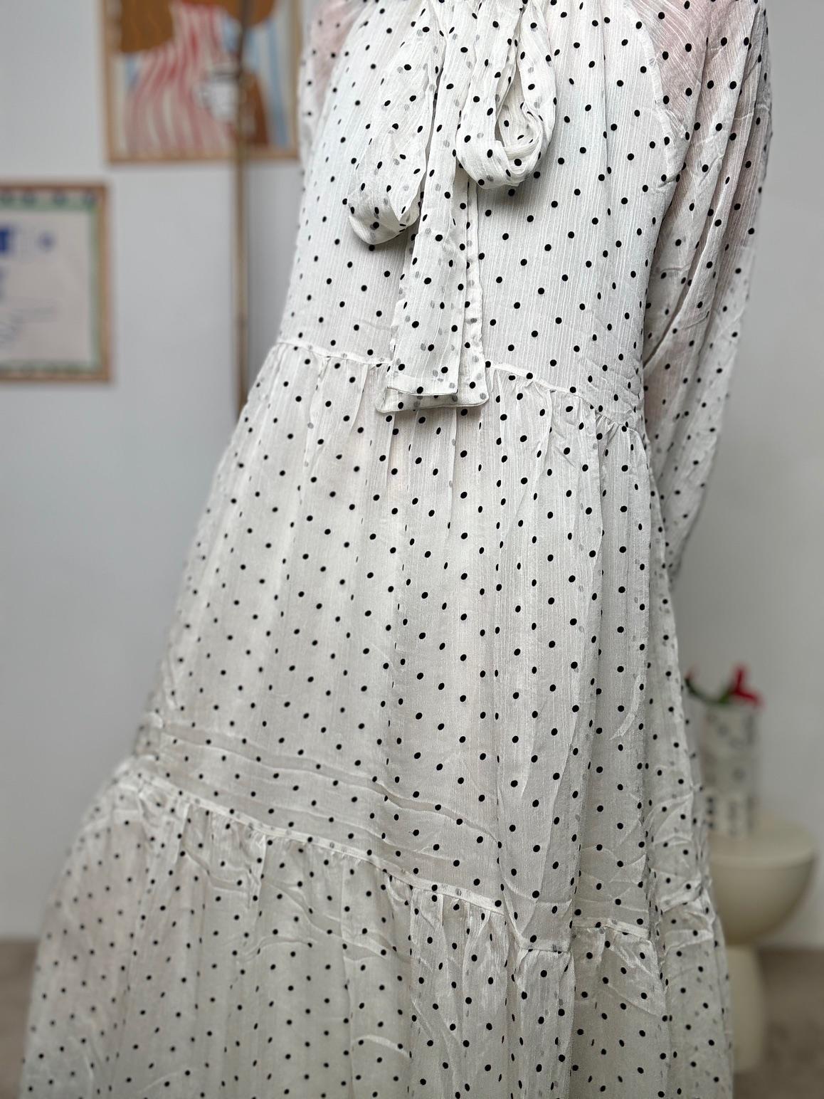 FEMALE - Abito Pois e Poesia  Romantico, Svolazzante, Iconico BIANCO W5903/ BIANCO FEMALE 