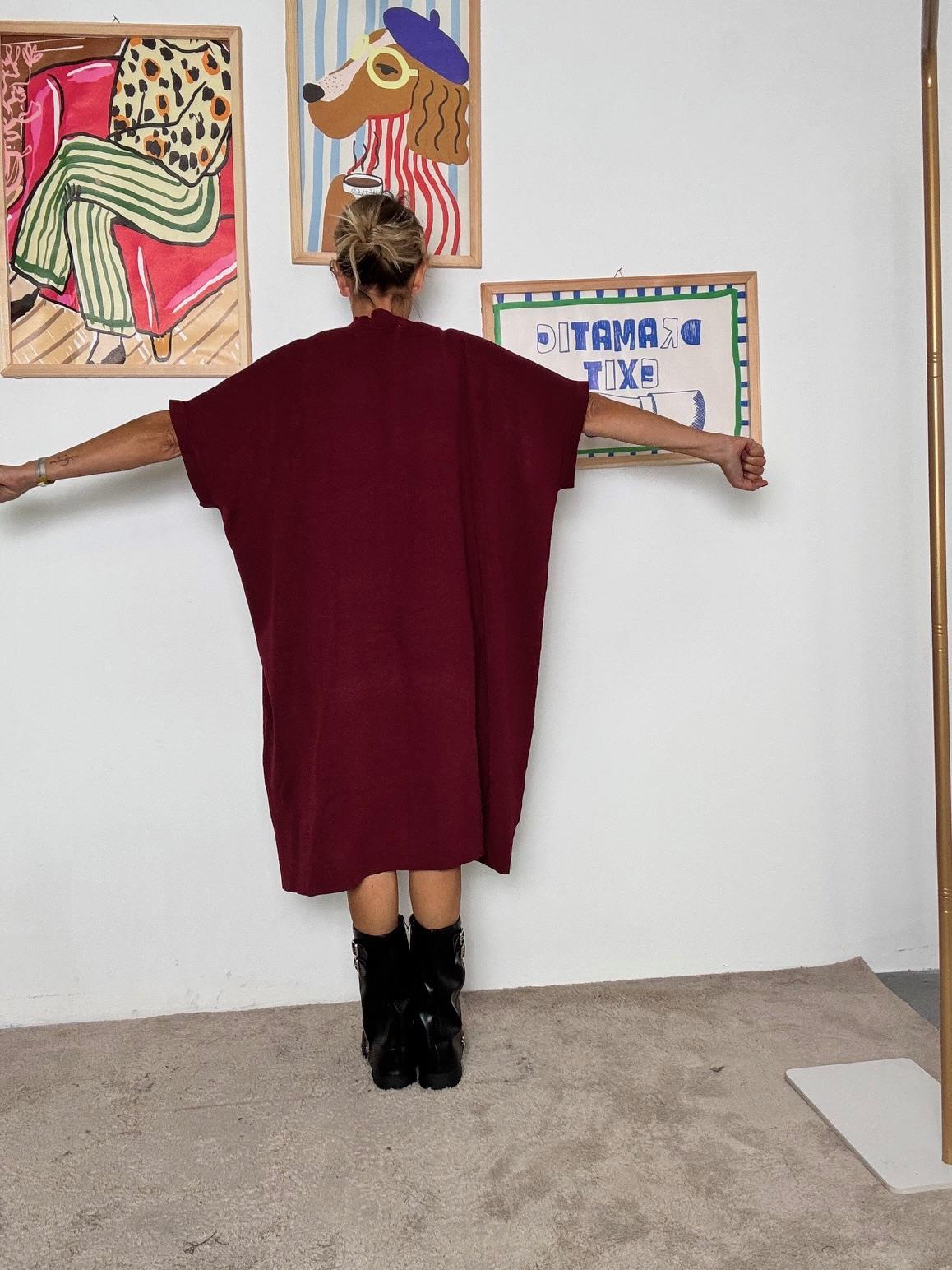 FEMALE -Abito oversize nero midi  stile minimal chic  bordeaux ZM13203/ BORDEAUX FEMALE 