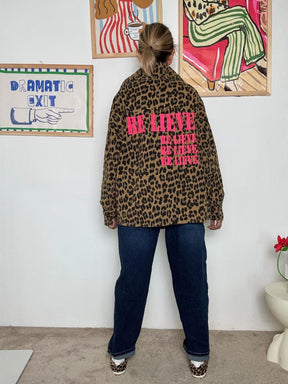 FEMALE - Giacca Donna Animalier "BE LIEVE"  Stile Urban Chic con Cuore Pop C23395BEL/ MACULATO FEMALE 